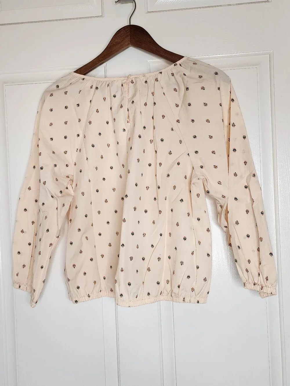Madewell Sunrise Floral Bone Gathered Puff Sleeve Crop Top Blouse Medium